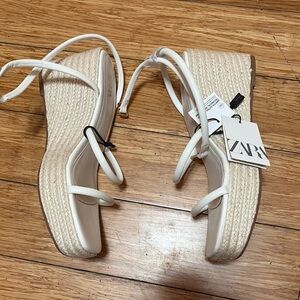 Zara White Cream Espadrille Sandals